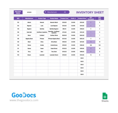 30+ free Google Sheets Inventory Templates for Everyone | 4Templates.com