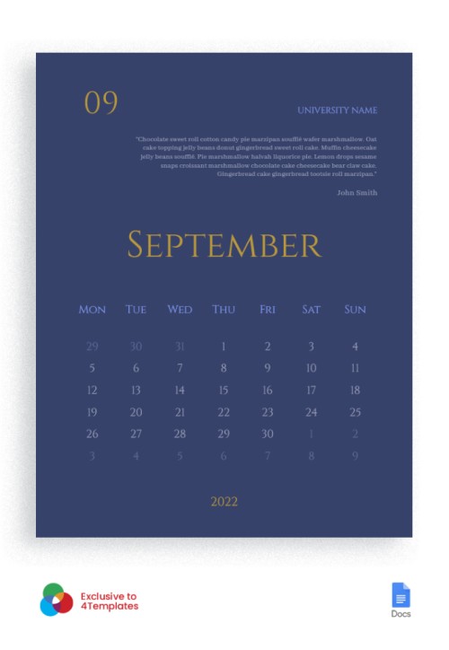 20+ Free Beautiful Calendar Templates in Google Docs | 4Templates.com