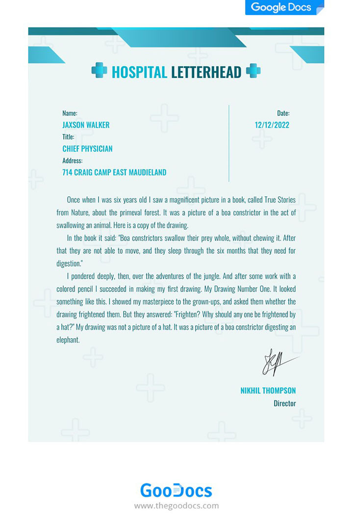 Hospital Letterhead – free Google Docs template Image 3