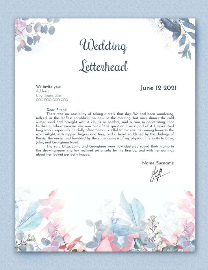 Wedding Letterhead – free Google Docs template Image 18
