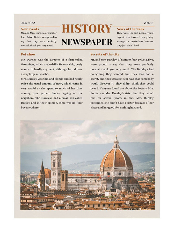 google doc newspaper template one page free