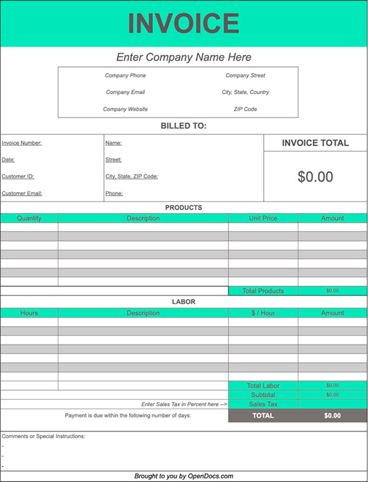 30+ Free Invoice Templates in Google Sheets | 4Templates.com