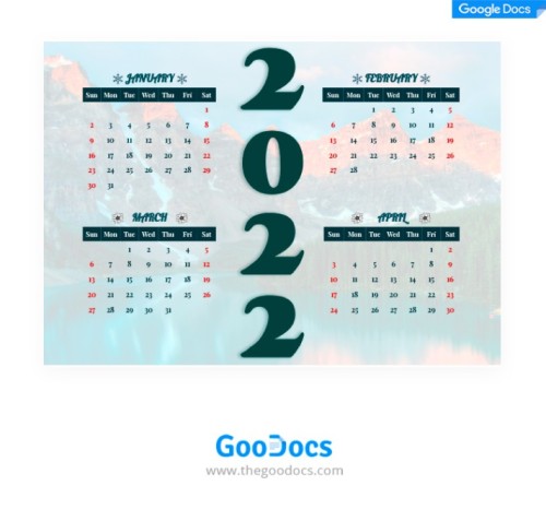 30+ Beautiful Calendar Templates in Google Docs | 4Templates.com