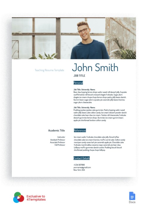 resume template for teachers google docs