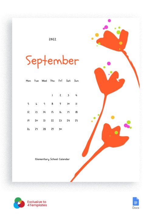 30+ Beautiful Calendar Templates in Google Docs | 4Templates.com