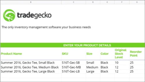 TradeGecko — Free Google Sheets Inventory Template Image 23