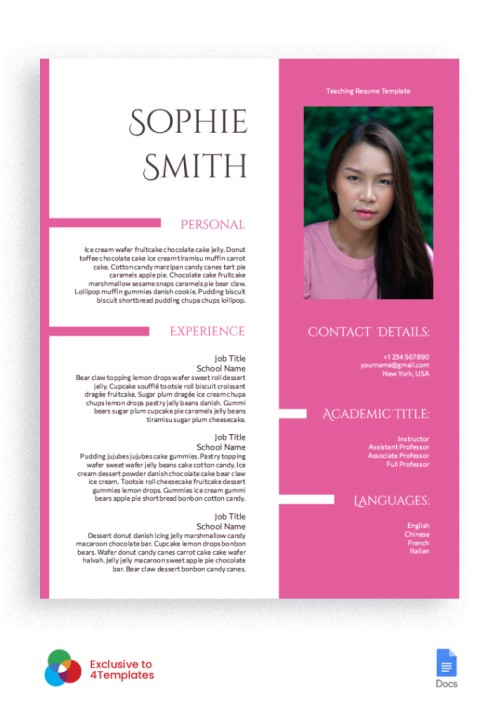 30 Free Editable Google Docs CV and Resume Templates for Teachers and ...